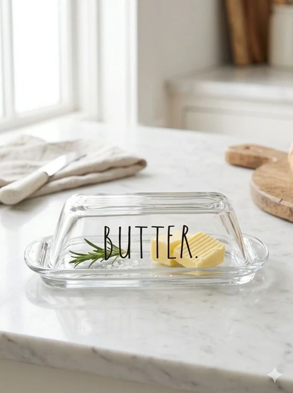 Rae Dunn "Butter" Butter Dish Clear Glass | Kitchen | Dining